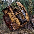 Jeden z kontaminovanch evakuanch autobus v Pripyat, Ukraine